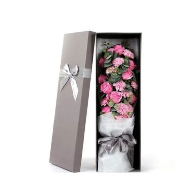 Valentine's day flower paper gift box with lid and bottom