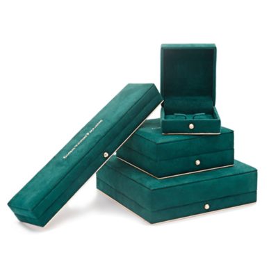 Custom elegant dark green velvet jewelry box