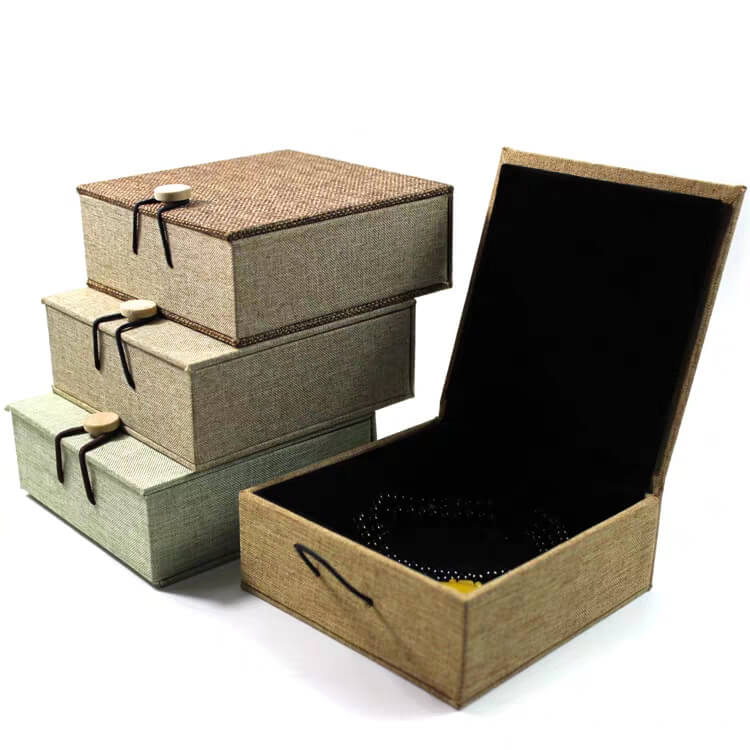 Linen jewelry gift box necklace bracelet jewelry packaging box