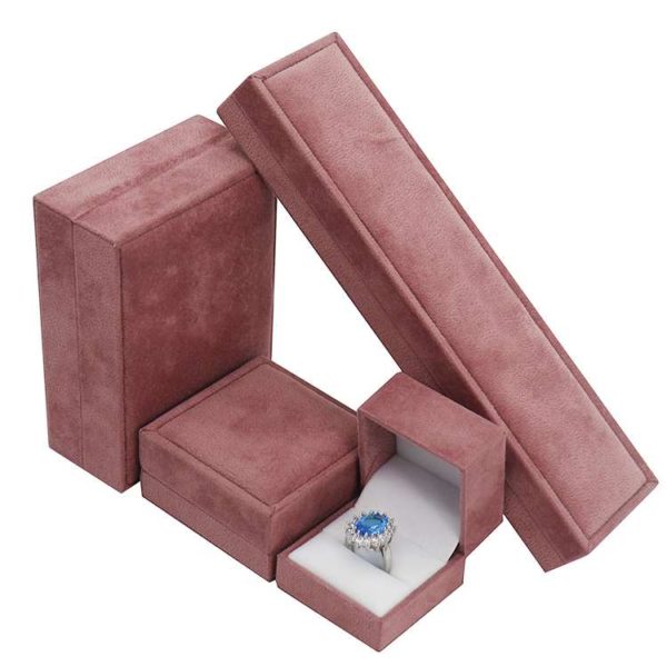 Pink Velvet Jewellery Box Packaging Plastic Suede Jewelry Boxes